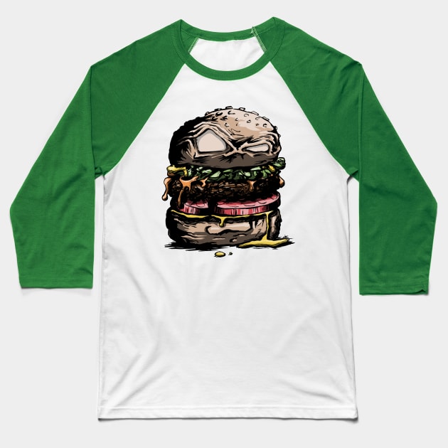 Hangry Hamburger Baseball T-Shirt by corykerr